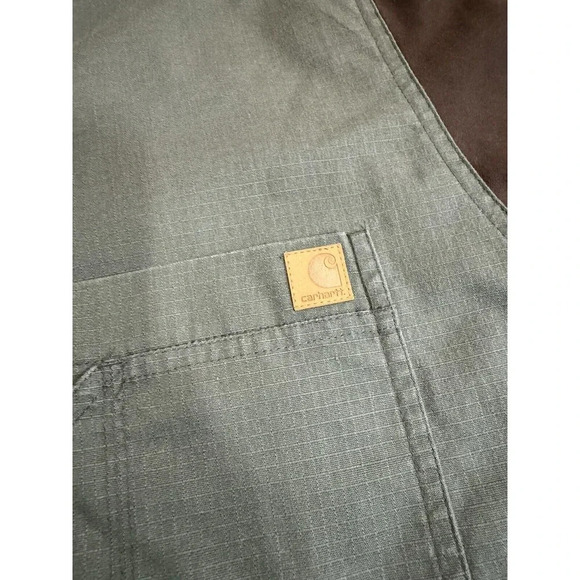 Carhartt Men's Scrub Top Color Block Olive Green/Brown,XL Ripstop fabric - Picture 2 of 6